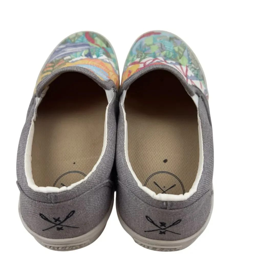Inkkas Trek Art To Wear Colorful Artsy Unique Slip On Shoes Unisex W 10/ M 8